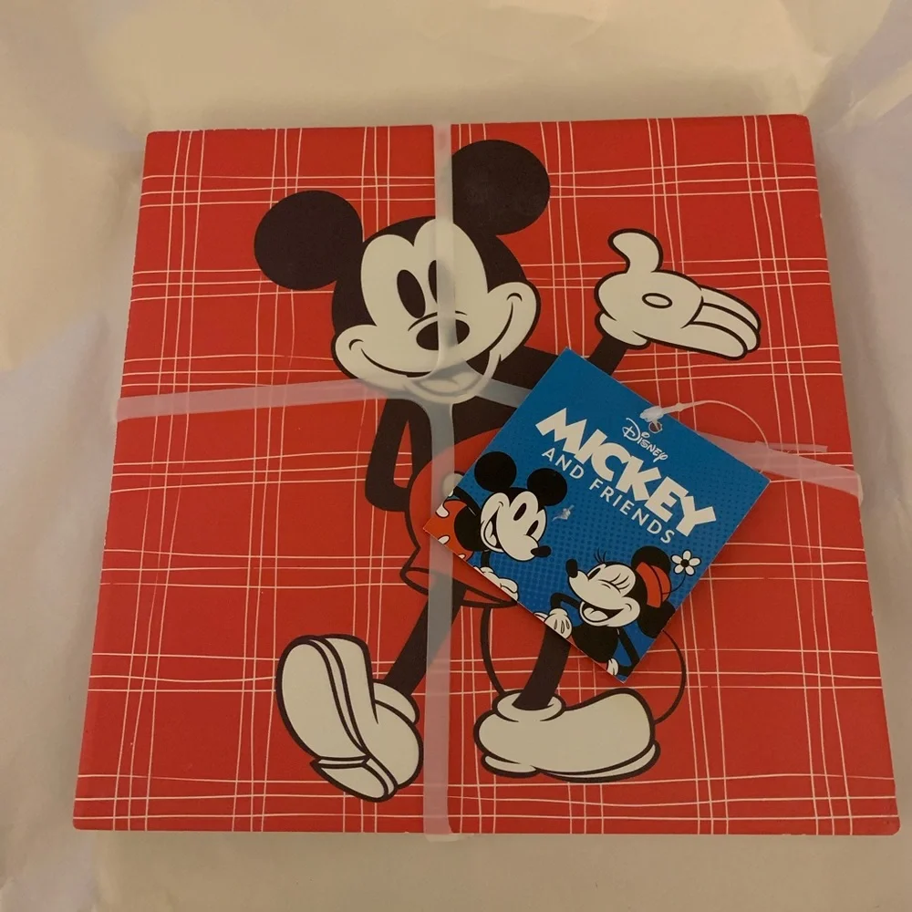 Set of 2 Disney Mickey Mouse Howdy 8” trivets w/ cork backing - Picture 2 of 8